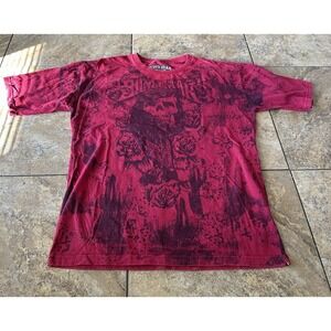 Sliver Star  Skull Print T Shirt XXL Graphic Red Blemish On Sleeve
